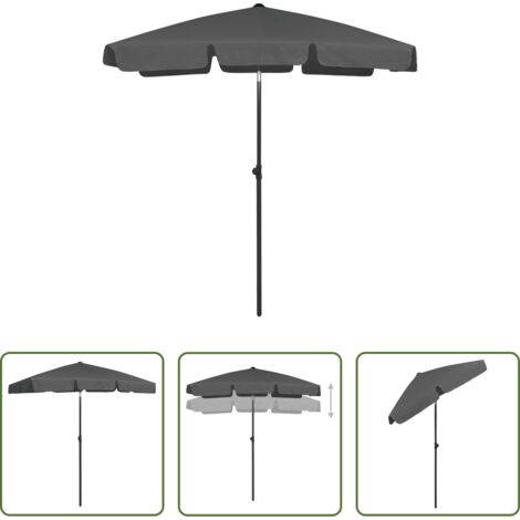Ombrellone antracite -  Ombrellone da Spiaggia Antracite 180x120 cm