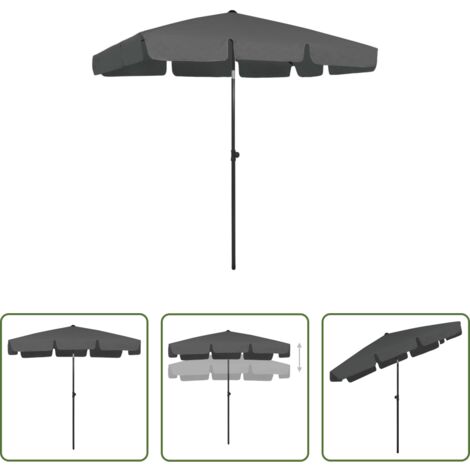 Ombrellone antracite -  Ombrellone da Spiaggia Antracite 200x125 cm