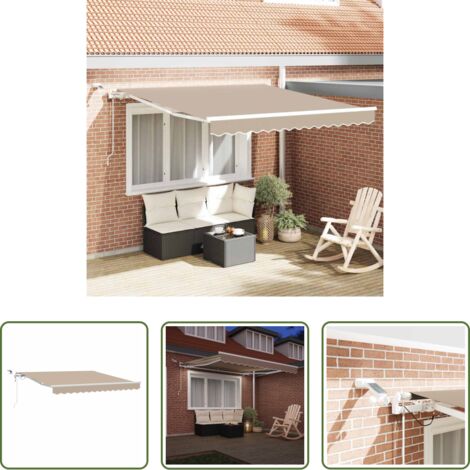 Ombrellone automatico -  Tenda Retrattile Beige 350 x 250 cm Poliestere e Metallo