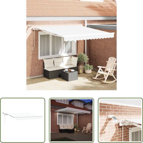 Ombrellone automatico -  Tenda Retrattile Bianco 350 x 250 cm Poliestere e Metallo