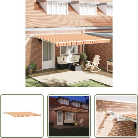 Ombrellone automatico -  Tenda Retrattile Giallo e Arancione 450 × 300 cm