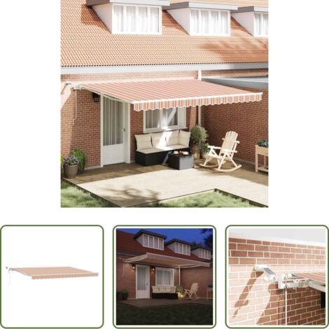 Ombrellone automatico -  Tenda Retrattile Multicolore 450 × 300 cm Poliestere e Metallo