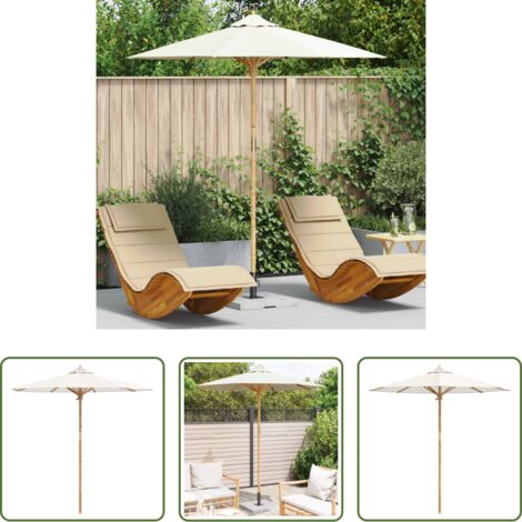 Ombrellone bambù - Ombrello da giardino Bianco Crema Ø 270 x 260 cm Bambù