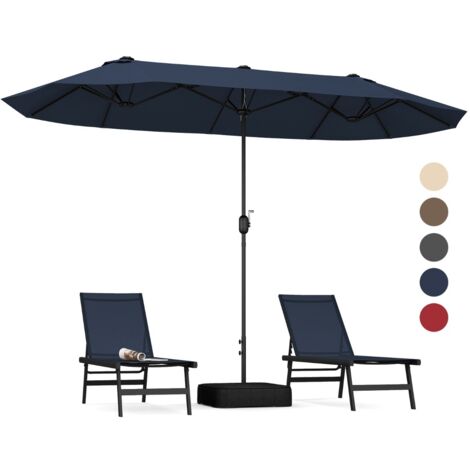 Ombrellone bifacciale da patio per giardino, Ombrellone da esterno con base riempibile Blu navy