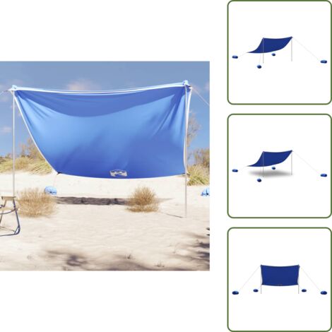 Ombrellone con ancoraggi - vidaXL Baldacchino da Spiaggia con Ancore per la Sabbia Blu 304x300 cm - Ombrellone per campeggio