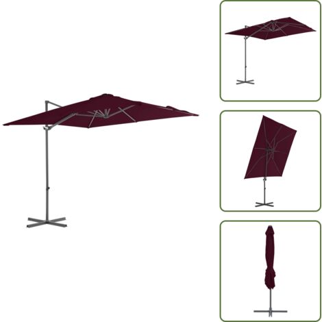 Ombrellone con base a croce - vidaXL Ombrellone a Sbalzo con Palo in Acciaio 250x250 cm Bordeaux - Ombrellone rotante