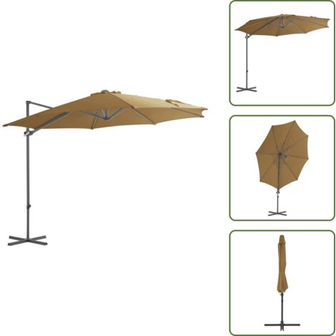 Ombrellone con base a croce - vidaXL Ombrellone a Sbalzo con Palo in Acciaio 300 cm Tortora - Ombrellone anti UV