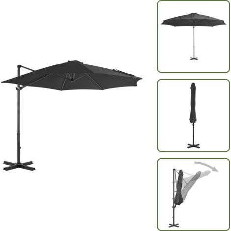 Ombrellone con base a croce - vidaXL Ombrellone a Sbalzo con Palo in Alluminio 300 cm Antracite - Ombrellone inclinabile