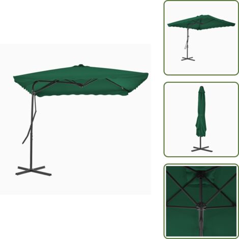 Ombrellone con base a croce - vidaXL Ombrellone da Esterni con Palo in Acciaio 250x250 cm Verde - Ombrellone rotante