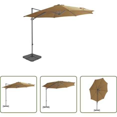 Ombrellone con base portatile -  Ombrellone da Giardino con Base Portatile Tortora