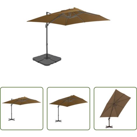 Ombrellone con base portatile -  Ombrellone da Giardino con Base Portatile Tortora