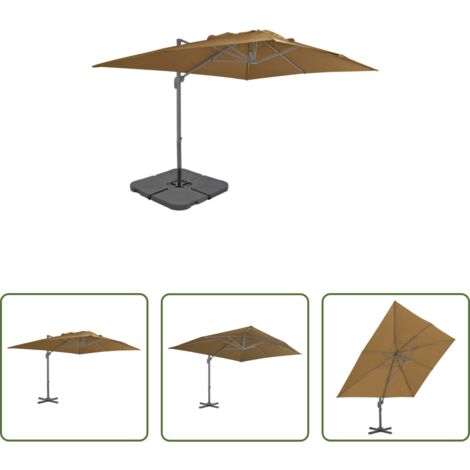 Ombrellone con base portatile -  Ombrellone da Giardino con Base Portatile Tortora
