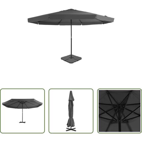 Ombrellone con base portatile -  Parasole da Giardino con Base Portatile Antracite