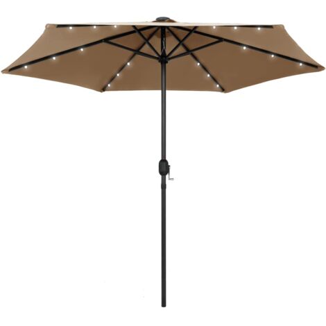 Ombrellone con LED e palo in alluminio 270 cm tortora