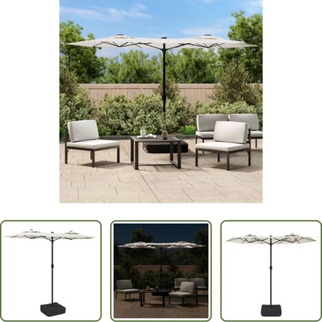 Ombrellone con LED -  Ombrellone a Doppia Testa con LED Bianco Sabbia 316x145 cm