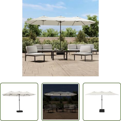 Ombrellone con LED -  Ombrellone a Doppia Testa con LED Bianco Sabbia 449x265 cm