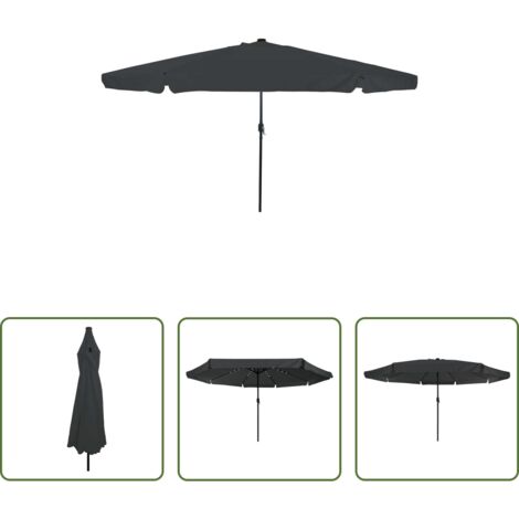 Ombrellone con luci LED -  Ombrello da giardino Antracite 395 x 395 x 245 cm Poliestere