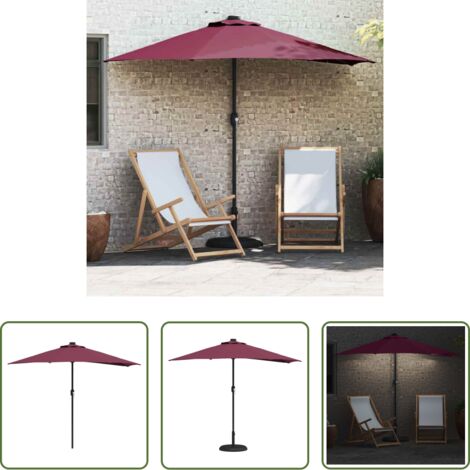 Ombrellone con luci LED -  Ombrello da giardino Rosso Bordeaux 294 x 150 x 224 cm