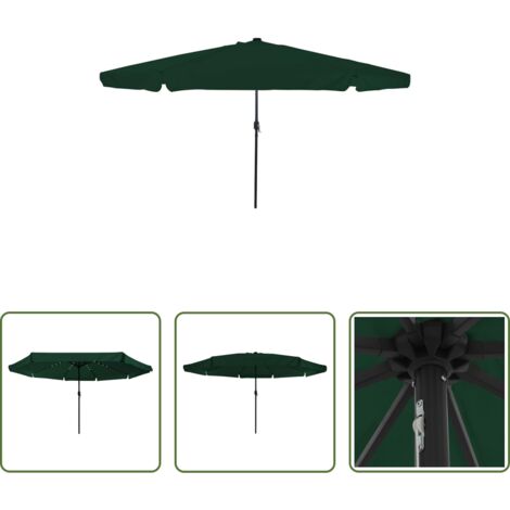 Ombrellone con luci LED -  Ombrello da giardino Verde 395 x 395 x 245 cm Poliestere