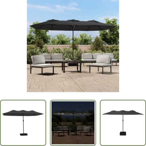 Ombrellone con luci LED -  Ombrellone a Doppia Testa con LED Antracite 449x265 cm