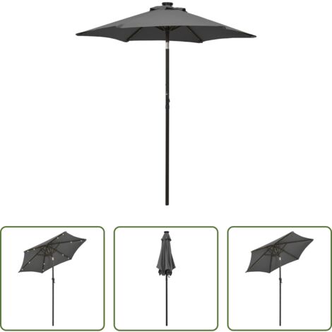 Ombrellone con luci LED -  Ombrellone con Luci LED Antracite 200x211 cm in Alluminio