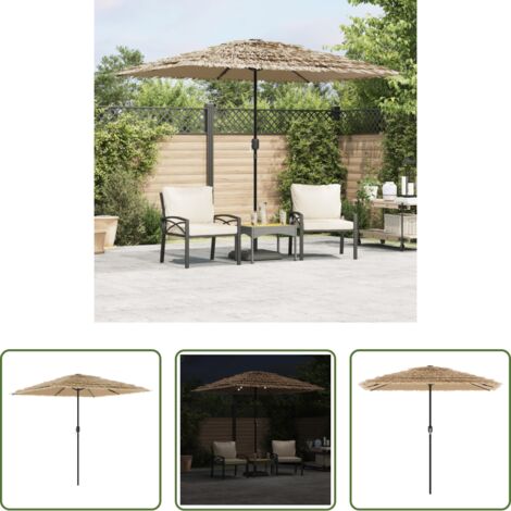 Ombrellone con luci LED -  Ombrellone Giardino LED e Palo in Acciaio Marrone 248x248x248cm