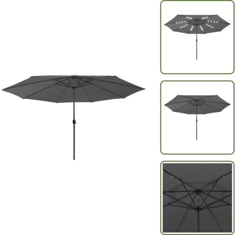 Ombrellone con luci - vidaXL Ombrellone da Giardino con Luci LED 400 cm Antracite - Ombrellone da giardino con luci