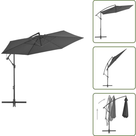 Ombrellone con manovella - vidaXL Ombrellone a Sbalzo Palo in Alluminio 300 cm Antracite - Ombrellone con base a croce
