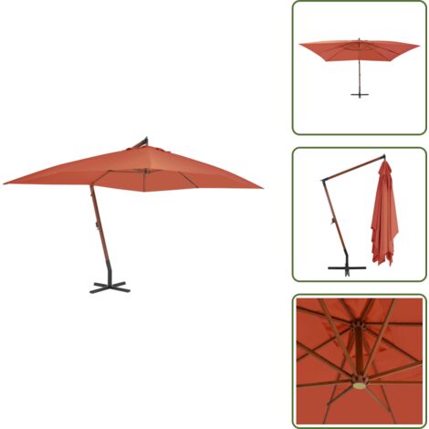 Ombrellone con palo in acciaio - vidaXL Ombrellone a Sbalzo con Palo in Legno 400x300 cm Terracotta - Ombrellone con base a croce