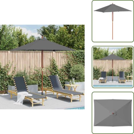 Ombrellone con palo in acciaio - vidaXL Ombrellone da Esterni con Palo in Legno 150x200 cm Antracite - Ombrellone con sistema a carrucola