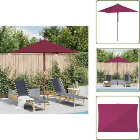 Ombrellone con palo in acciaio - vidaXL Ombrellone da Esterni Palo in Legno 150x200 cm Rosso Bordeaux - Ombrellone con sistema a carrucola