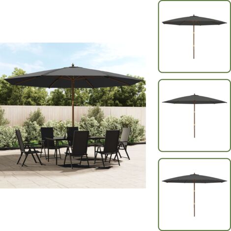 Ombrellone con palo in legno - vidaXL Ombrellone da Giardino con Palo in Legno Antracite 400x273 cm -