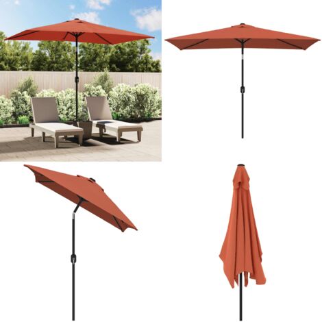 Ombrellone con Palo in Metallo 300x200 cm Terracotta - Ombrellone in metallo - Ombrellone terracotta