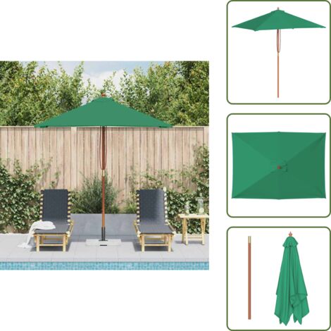 Ombrellone con sistema a carrucola - vidaXL Ombrellone da Esterni con Palo in Legno 150x200 cm Verde - Ombrellone anti UV