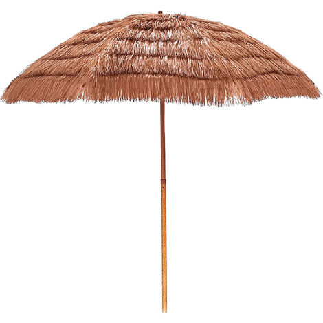 Ombrellone con snodo 220 cm parasole per piscina giardino terrazzo in acciaio copertura effetto paglia
