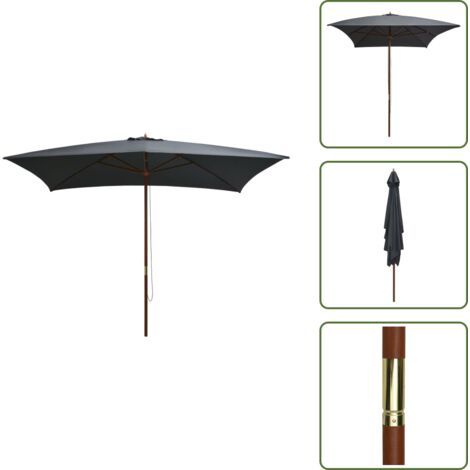 Ombrellone con telaio in bambù - vidaXL Ombrellone da Esterni con Palo in Legno 200x300 cm Antracite -