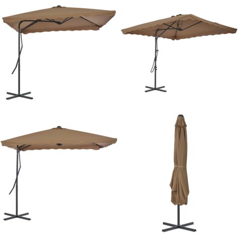 Ombrellone da Esterni con Palo in Acciaio 250x250cm Tortora - Ombrellone in acciaio - Ombrellone con base a croce