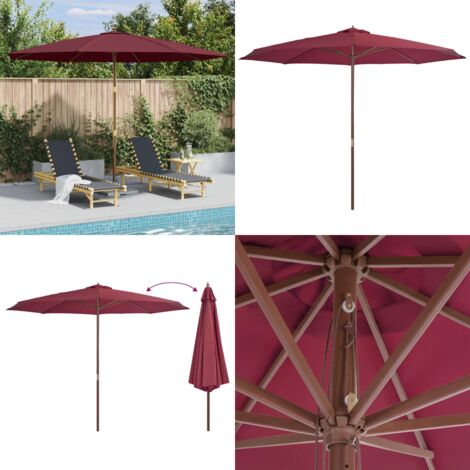 Ombrellone da Esterni con Palo in Legno 350 cm Rosso Borgogna - Ombrellone in legno - Ombrellone con palo in legno