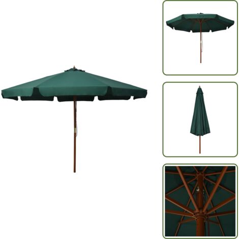 Ombrellone da esterni - vidaXL Ombrellone da Esterni con Palo in Legno 330 cm Verde -