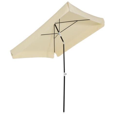 OMBRELLONE DA ESTERNO 200 X 200CM GIARDINO CON TETTUCCIO QUADRATO BIANCO CREMA
