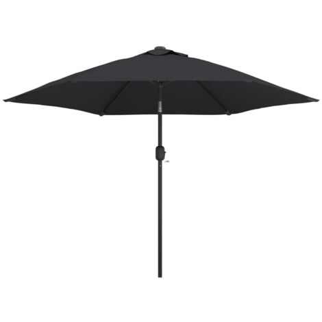 Ombrellone da esterno con LED e palo in acciaio 300 cm nero 020008176