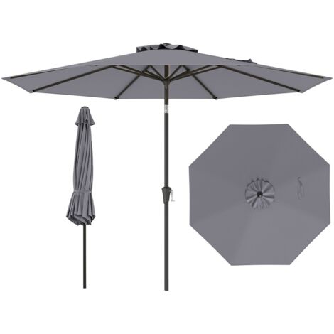 Ombrellone da esterno con manovella 8 stecche robuste, Ombrellone da giardino 300 cm Grigio