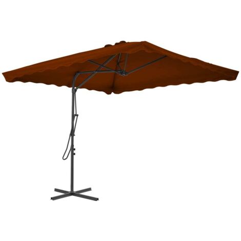 Ombrellone da esterno con palo in acciaio 250 x 250 x 230 cm arancione scuro 020008209