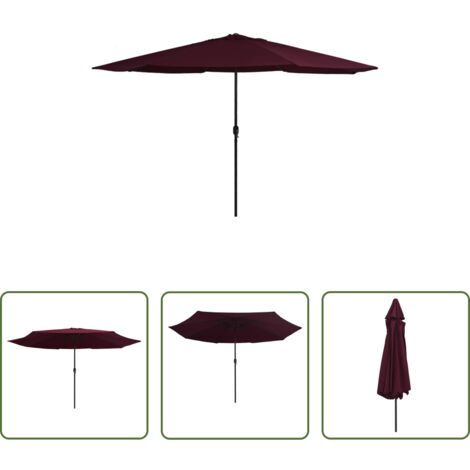 Ombrellone da esterno -  Ombrellone da Esterni con Palo in Metallo 390 cm Rosso Bordò