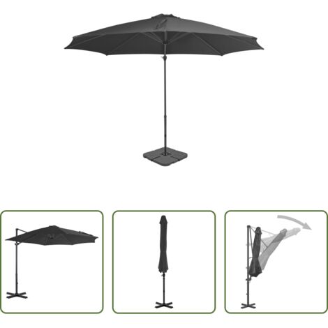Ombrellone da esterno -  Parasole da Giardino con Base Portatile Antracite