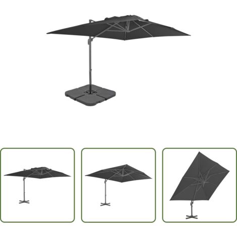 Ombrellone da esterno -  Parasole da Giardino con Base Portatile Antracite