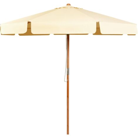 Ombrellone da Esterno per Balcone, Terrazzo e Giardino, Ombrellone Parasole con Struttura in Faggio, di Tessuto Impermeabile, 300x245 cm (Beige)