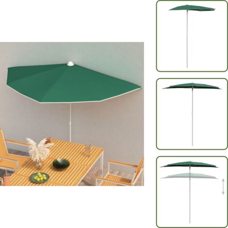 Ombrellone da esterno - vidaXL Ombrellone Semicircolare da Giardino con Palo 180x90 cm Verde -