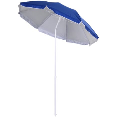 Ombrellone da Giardino Ø160x205  cm Spiaggia Inclinabile in Acciaio e Poliestere Blu