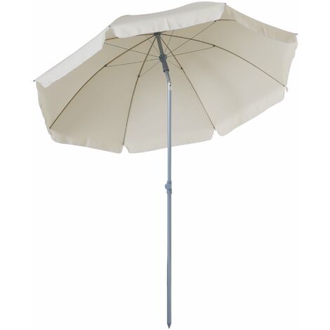 Ombrellone da Giardino Ø2,2 m Palo Ø28 mm in Metallo Tettuccio Inclinabile Bianco Crema